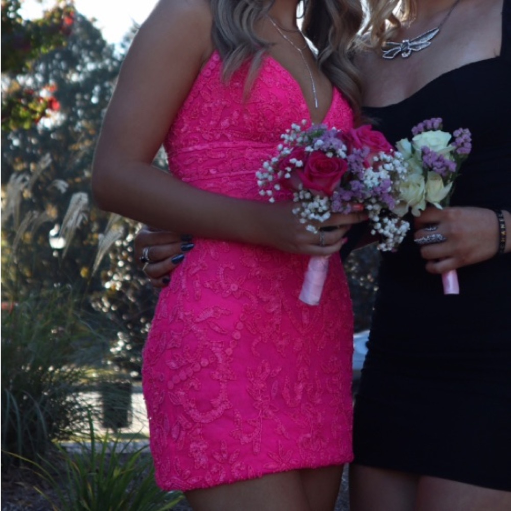 sherri hill size 00 hot pink hoco dress